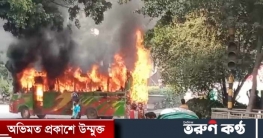 জাতীয় প্রেস ক্লাবের সামনে বাসে আগুন